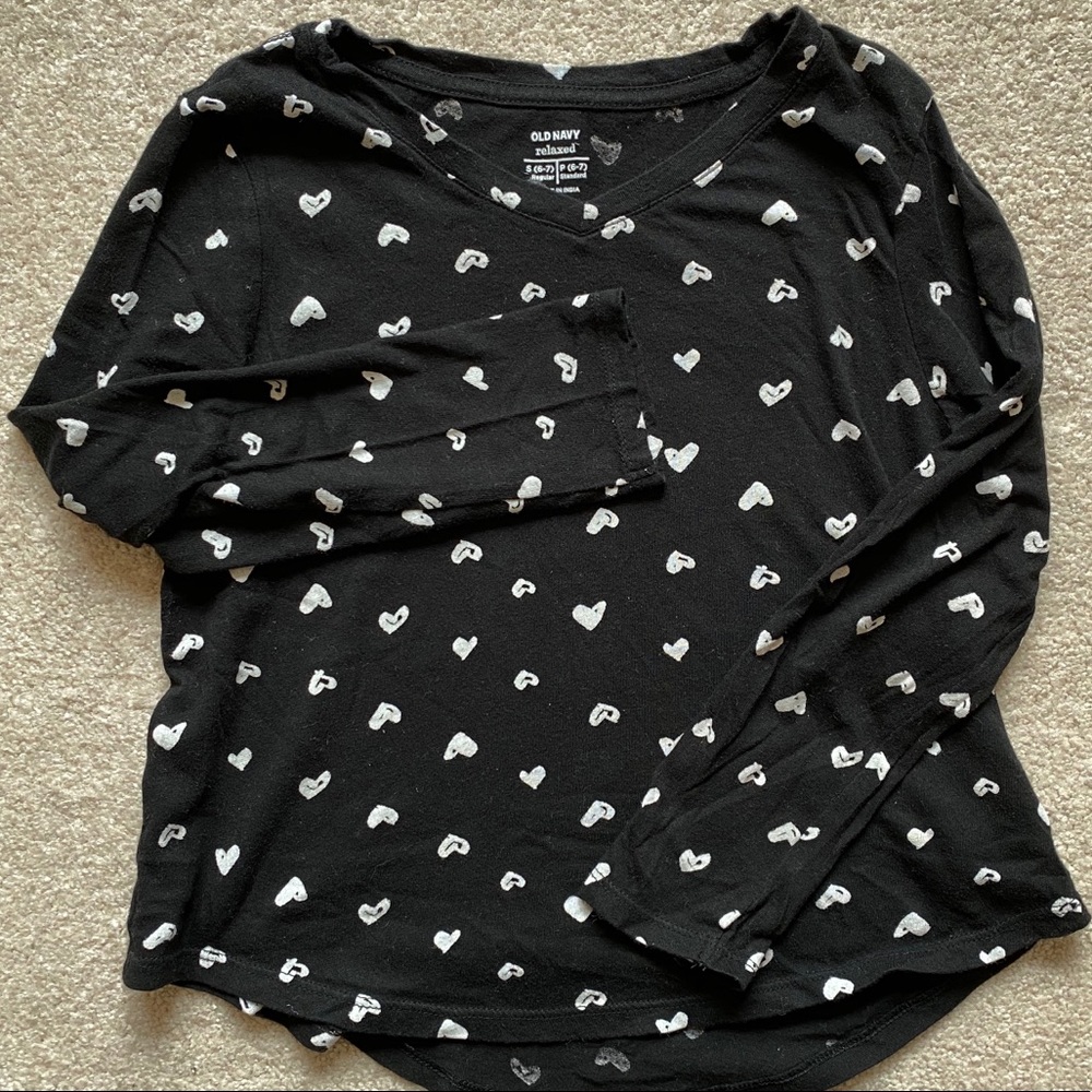 Relaxed Long Sleeve Heart Girls Shirt - Old Navy